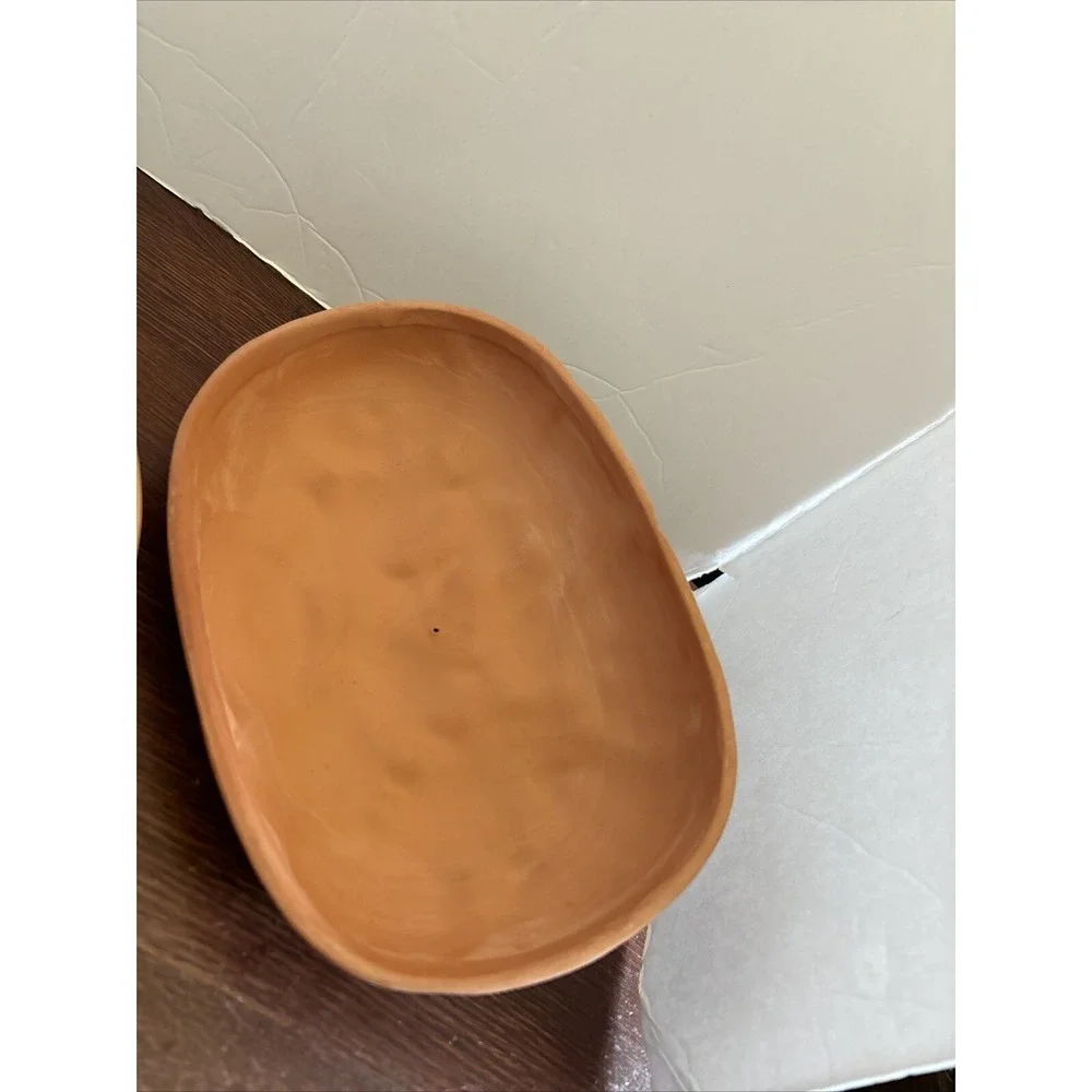 Terra Cotta Garlic Roaster Baking Dish‎ Casserole Oval Boston Warehouse 1994